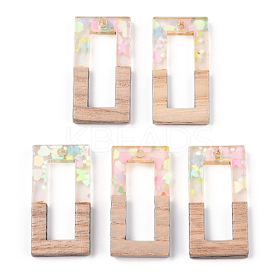 Transparent Resin & White Wood Pendants RESI-N039-27-1
