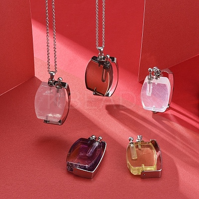 Rotatable Natural Quartz Perfume Bottle Pendants G-M362-02P-1