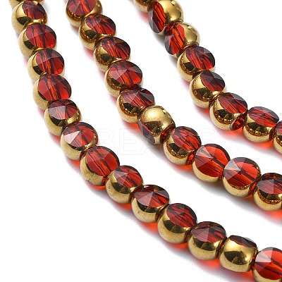 Half Plated Electroplate Transparent Glass Beads Strands EGLA-E060-02A-HP07-1