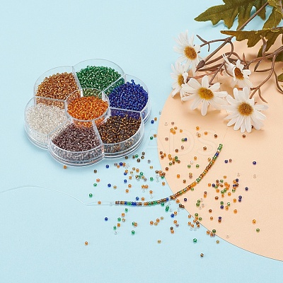 7 Colors Glass Round Seed Beads SEED-YW0001-24A-02-1