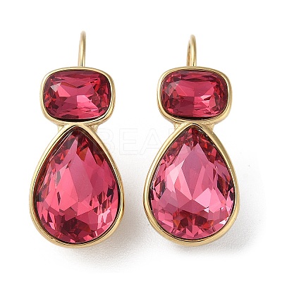 Glass Rectangle & Teardrop Leverback Earrings STAS-Z052-07G-1