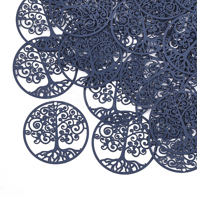 430 Stainless Steel Filigree Pendants STAS-T042-06A-1