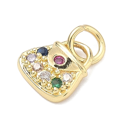 Brass Micro Pave Cubic Zirconia Pendants KK-K417-17G-1