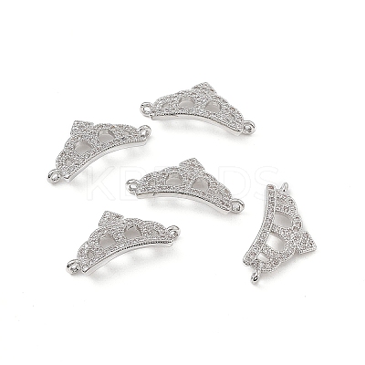 Brass Micro Pave Clear Cubic Zirconia Connector Charms KK-E068-VB046-1
