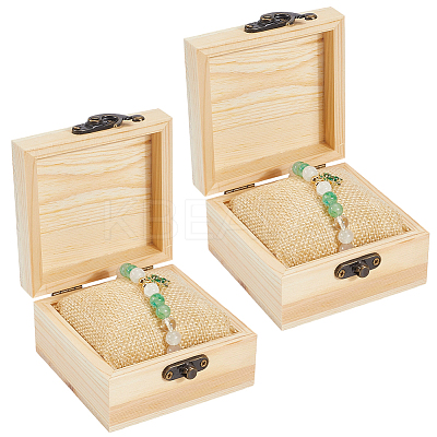 2Pcs Wooden Jewelry Trinket Storage Boxes with 2Pcs Cloth Bracelet Watch Pillows CON-BBC0001-16A-1