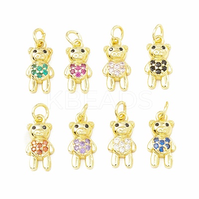 Brass Micro Pave Cubic Zirconia Pendants KK-H428-08G-1