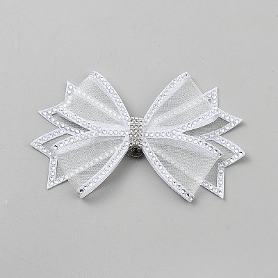 Bowknot Gauze & Rhinestone Shoe Decoration AJEW-WH20067-121B-1
