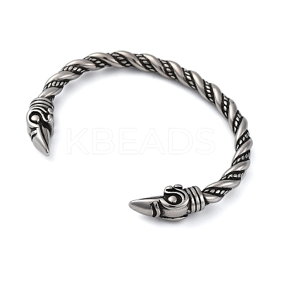 Viking 304 Stainless Steel Twisted Eagle Open Cuff Bangles for Men BJEW-U001-02P-1