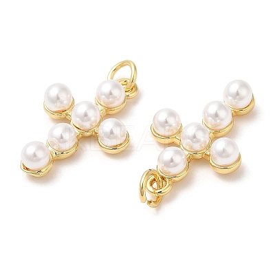 Brass Plastic Imitation Pearls Pendants X-KK-Q775-23G-1