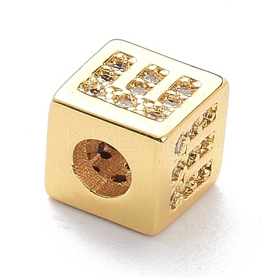 Real 18K Gold Plated Brass Micro Pave Clear Cubic Zirconia Beads ZIRC-L091-076G-E-1