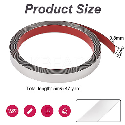 201 Stainless Steel Self-Adhesive Flexible Molding Trim FIND-WH0139-141A-02-1