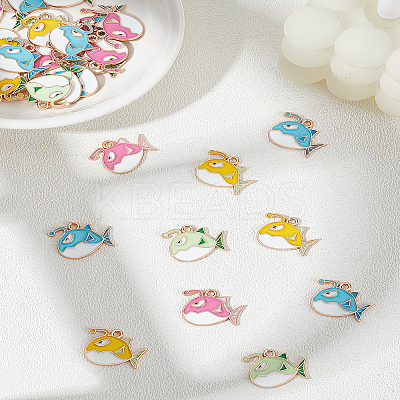 32Pcs 4 Colors Alloy Enamel Pendants ENAM-LP0001-93-1