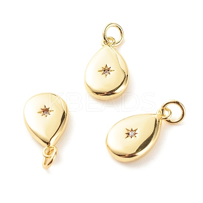 Brass Micro Pave Clear Cubic Zirconia Pendants LS-ZIRC-P094-10G-RS-1