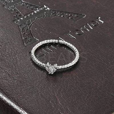Heart Clear Cubic Zirconia Cuff Rings RJEW-G337-14P-1