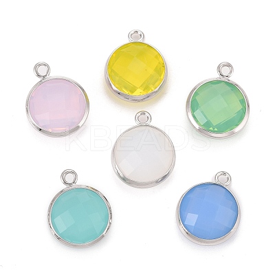 Brass Glass Charms KK-C228-01P-1