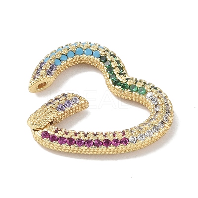 Rack Plating Brass Micro Pave Cubic Zirconia Twister Clasps KK-NH0002-10G-02-1