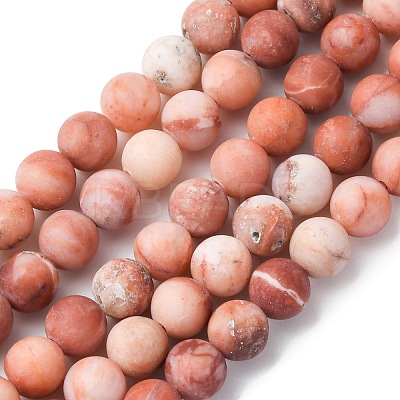 Natural Pink Aventurine Beads Strands G-G716-01-6mm-1