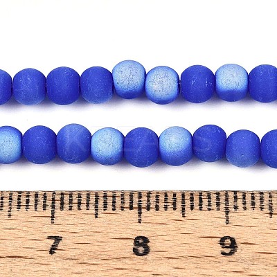 Frosted Opaque Glass Beads Strands GLAA-T032-P4mm-MBB11-1