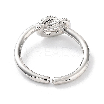 Knot Rack Plating Brass Micro Pave Clear Cubic Zirconia Open Rings RJEW-D020-10P-1