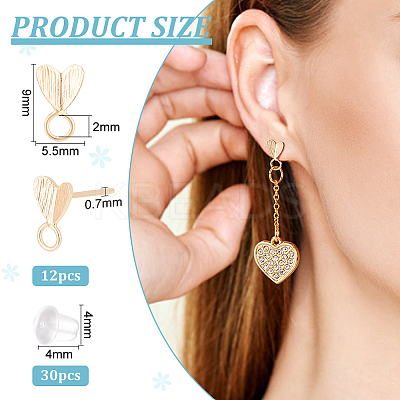 6 Pairs Brass Stud Earring Finding KK-BC0011-90-1