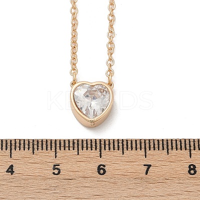 Brass Pave Clear Cubic Zirconia Pendant Necklaces for Women NJEW-Z079-02G-03-1