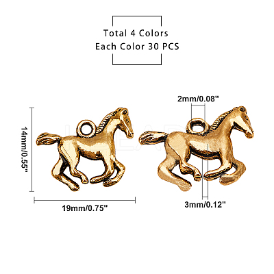 120Pcs 4 Colors Tibetan Style Alloy Pendants TIBEP-PH0005-20-RS-WH-1
