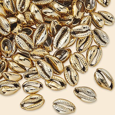 100Pcs Electroplated Natural Cowrie Shell Beads BSHE-LT0001-05A-1