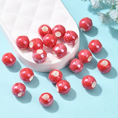 Glazed Porcelain Round Beads X-PORC-S489-8mm-14-1