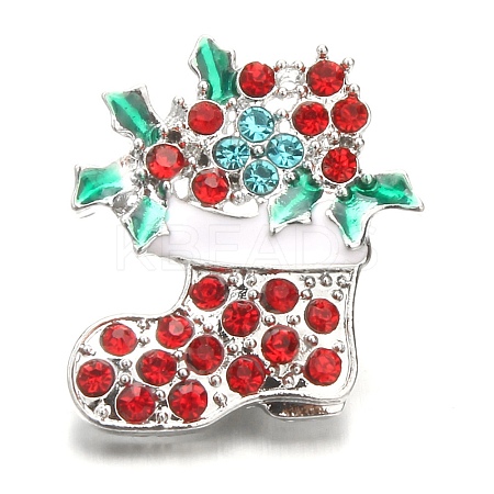 Christmas Theme Alloy Rhinestone Snap Jewelry Buttons FIND-WH0032-67P-01-1