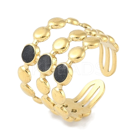 Ion Plating(IP) 304 Stainless Steel Enamel Flat Round Cuff Finger Rings RJEW-L107-080G-02-1