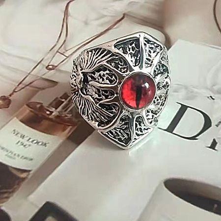 Hip-hop Style 201 Stainless Steel and Glass Finger Rings FS-WG99B6A-03-1