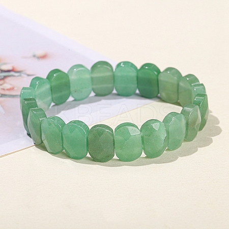 Natural Green Aventurine Oval Bead Stretch Bracelets for Men Women PW-WG50701-02-1