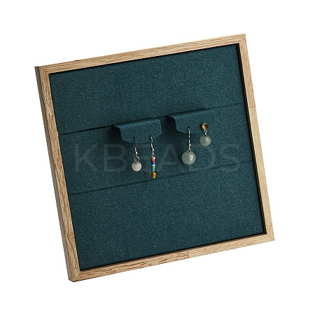 12-Slot Square Wooden Picture Frame Earring Orgainzer Holder with Microfiber Earring Display Cards EDIS-M003-01-1