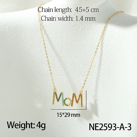 Mother's Day Brass Micro Pave Colorful Cubic Zirconia Pendant Necklaces FS-WG67A5B-03-1
