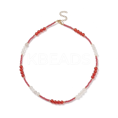 Natural Carnelian Beaded Necklaces for Women NJEW-JN03984-1