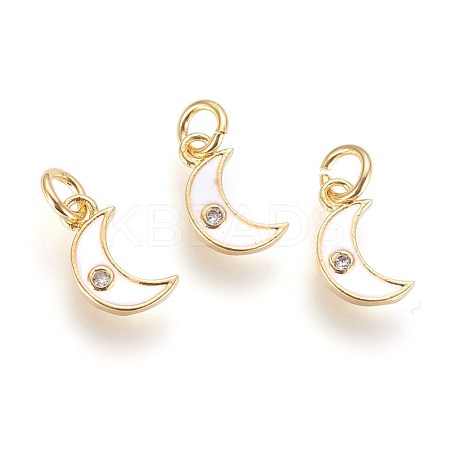 Brass Micro Pave Cubic Zirconia Charms ZIRC-G150-08G-03-1