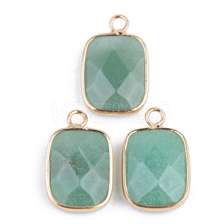 Faceted Natural Green Aventurine Pendants G-S359-179A-1