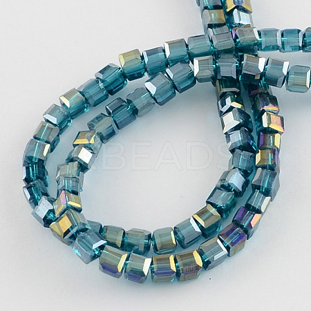 Electroplate Glass Beads Strands X-EGLA-R030-4x4mm-14-1