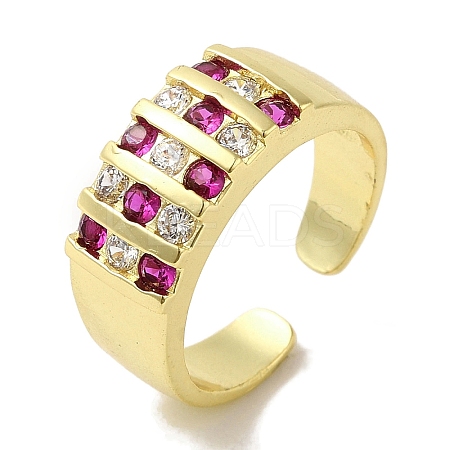 Rack Plating Brass Micro Pave Cubic Zirconia Cuff Rings RJEW-H228-13G-01-1