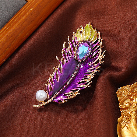 Ethnic Style Peacock Feather Enamel Pins PW-WG72421-01-1