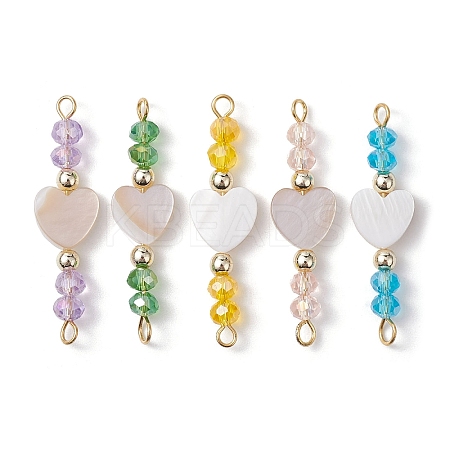 5Pcs 5 Styles Faceted Glass Connector Charms PALLOY-JF02512-S-1