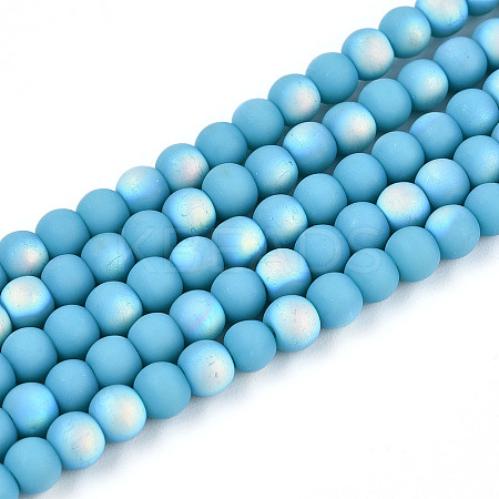 Frosted Opaque Glass Beads Strands GLAA-T032-P4mm-MBB13-1