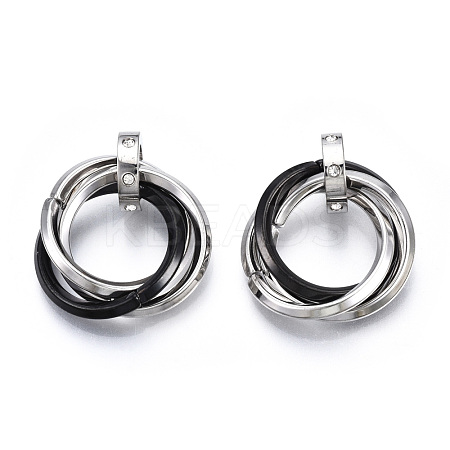 Ion Plating(IP) 201 Stainless Steel Interlocking Ring Pendants STAS-N099-01B-1
