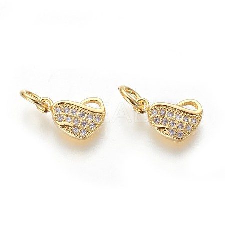Brass Micro Pave Cubic Zirconia Charms ZIRC-J021-16G-RS-1
