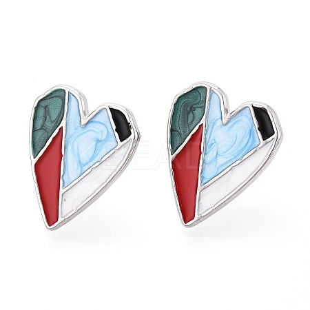304 Stainless Steel Enamel Stud Earrings EJEW-T047-24-P-1