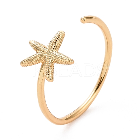 Rack Plating Brass Star Open Cuff Ring for Women RJEW-C029-04G-1