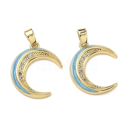 Brass Micro Pave Clear Cubic Zirconia Pendants KK-A294-04G-02-1