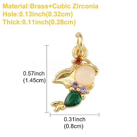 1Pc Brass Micro Pave Colorful Cubic Zirconia Glass Pendants KK-YW0002-56-1
