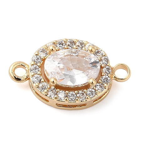 Brass Pave Clear Cubic Zirconia Connector Charms KK-G503-31G-1