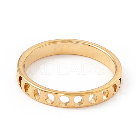 201 Stainless Steel Moon Phase Finger Ring for Women RJEW-A006-03G-1